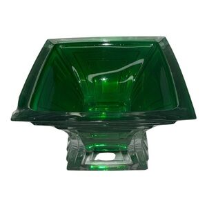 Mikasa Green City Lights Czech Glass Square Candle Holder Votive Dish